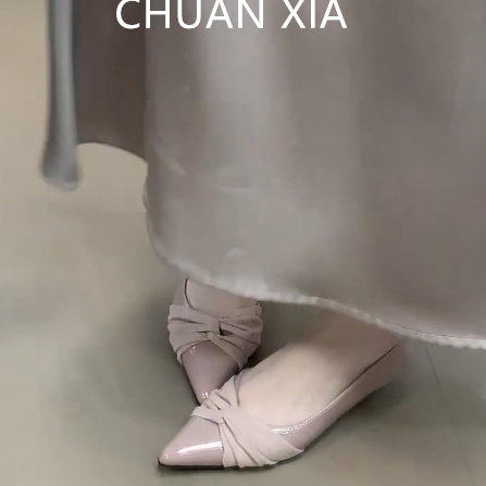 羊皮版~尖头气质浅口平底单鞋女粉色软底法式温柔风通勤百搭瓢鞋