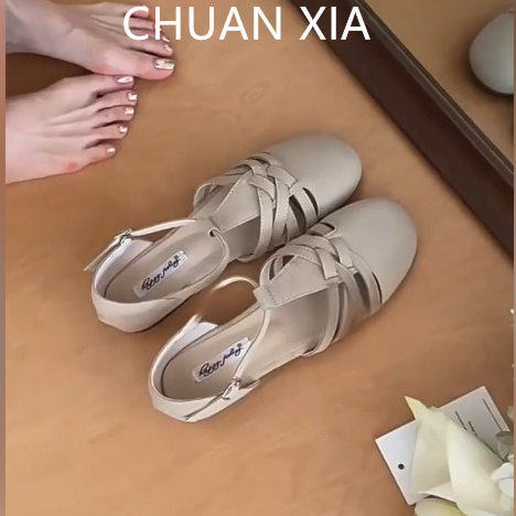 羊皮版~休闲百搭平底单鞋女方头软底包头凉鞋百搭配裙子玛丽珍鞋