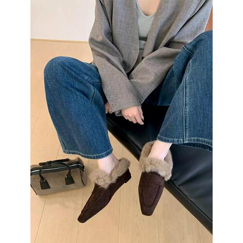 Mimisi韩版毛毛鞋女秋冬