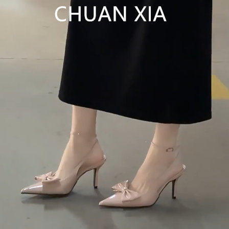 羊皮版~温柔裸粉色蝴蝶结包鞋女优雅气质细跟高跟鞋法式包头凉鞋,女鞋,浅口单鞋,淘宝优惠券,粉丝福利购,淘宝优惠卷