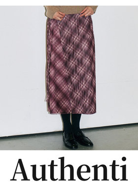 复古格子撞色半身裙AUSK304