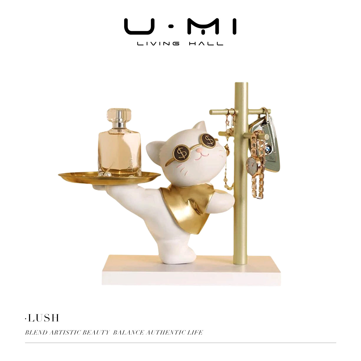 U Mi LIVING &middot; 喜芊 | 收纳摆件招财猫咪玄关钥匙入户家居装饰品