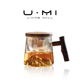 茶具茶杯茶水分离玻璃杯水杯办公室日式 LIVING·远山 泡茶杯