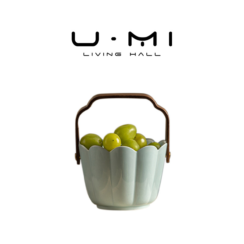 U Mi LIVING·时南|果盘中式客厅手提家用陶瓷复古零食茶点水果篮图片