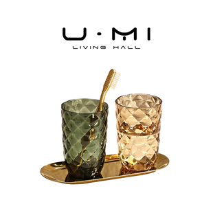 漱口杯轻奢家用情侣刷牙杯透明洗漱杯套装 LIVING 慕斯