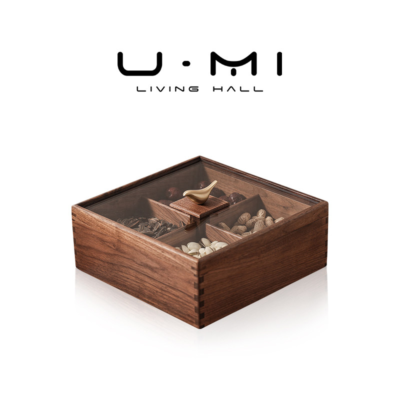 U Mi LIVING · 松烟 | 果盘新中式胡桃木干果盘客厅茶几实木分格,餐饮具,果盆/果盘/果篮,淘宝优惠券,粉丝福利购,淘宝优惠卷