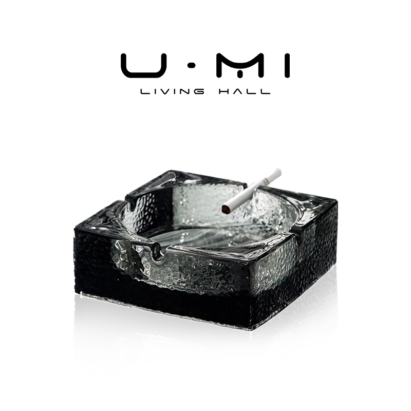 U Mi LIVING-锤目|烟灰缸轻奢ins北欧玻璃家用客厅创意个性摆件品