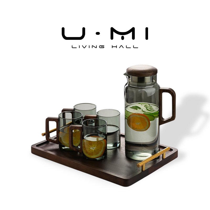 U Mi LIVING · 月澜|茶具套装中式家用高硼硅耐热玻璃木把冷水壶