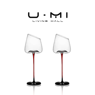 香槟杯套装 酒具欧式 LIVING·红杆 创意水晶玻璃红酒高脚杯