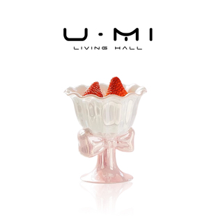 杯具日式 LIVING·圣杯 蝴蝶结陶瓷杯甜点杯高级感可爱精致