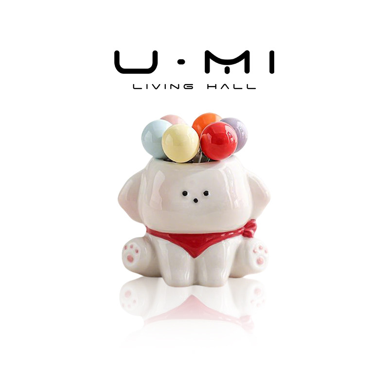 U Mi LIVING &middot; 糖豆 | 水果叉套装不锈钢可爱陶瓷叉罐蛋糕水果签