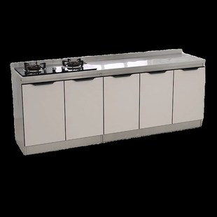 24米不锈钢厨房整体橱柜灶台柜餐柜组合家用储物碗盘柜整体简易