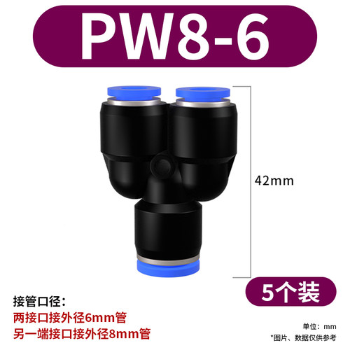 气管快速接头直通PU-6/8/10/12mm快插接PE三通PG变径汽管气动配件