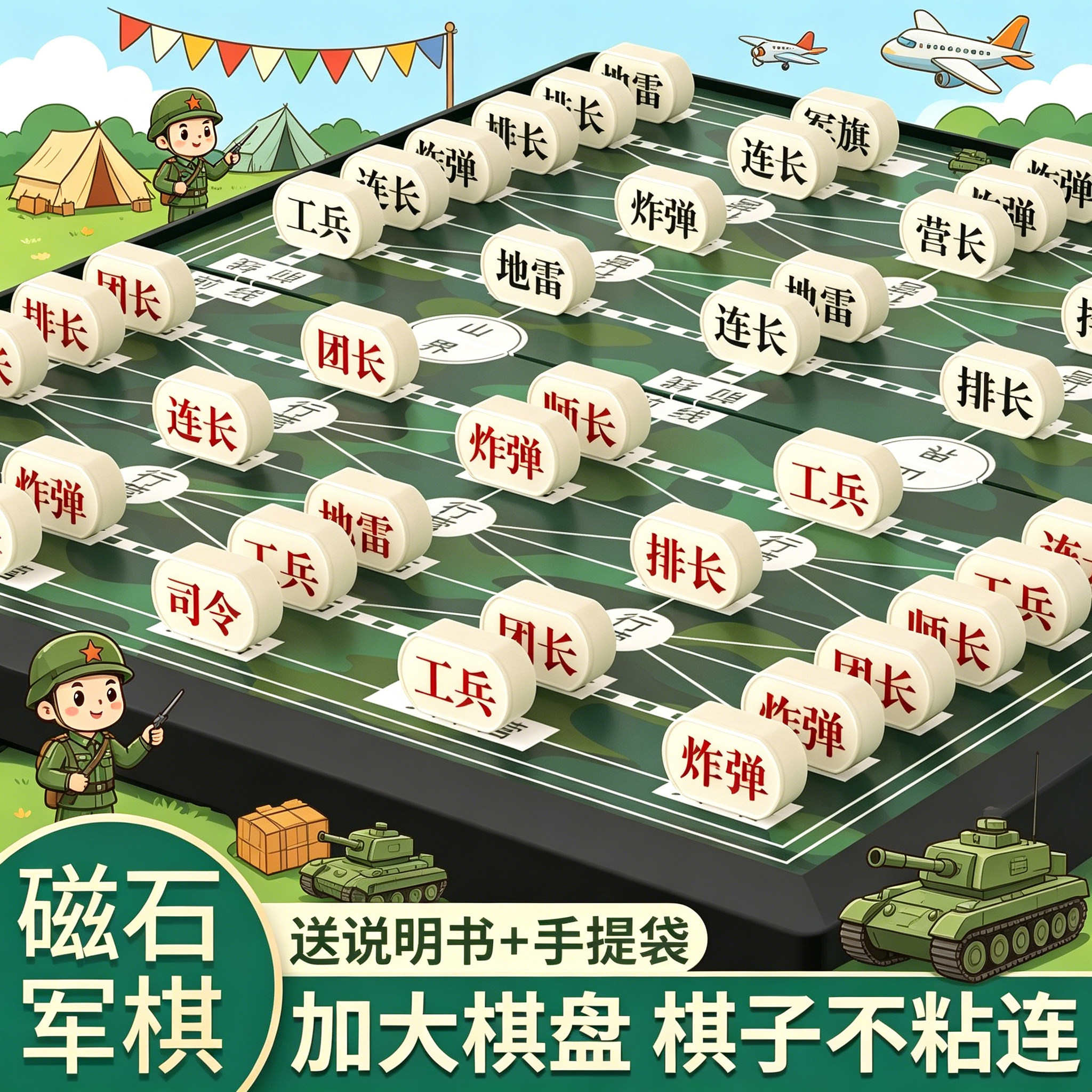 军棋陆战棋大号磁性折叠军棋智能棋盘儿童小学生棋类大全益智玩具
