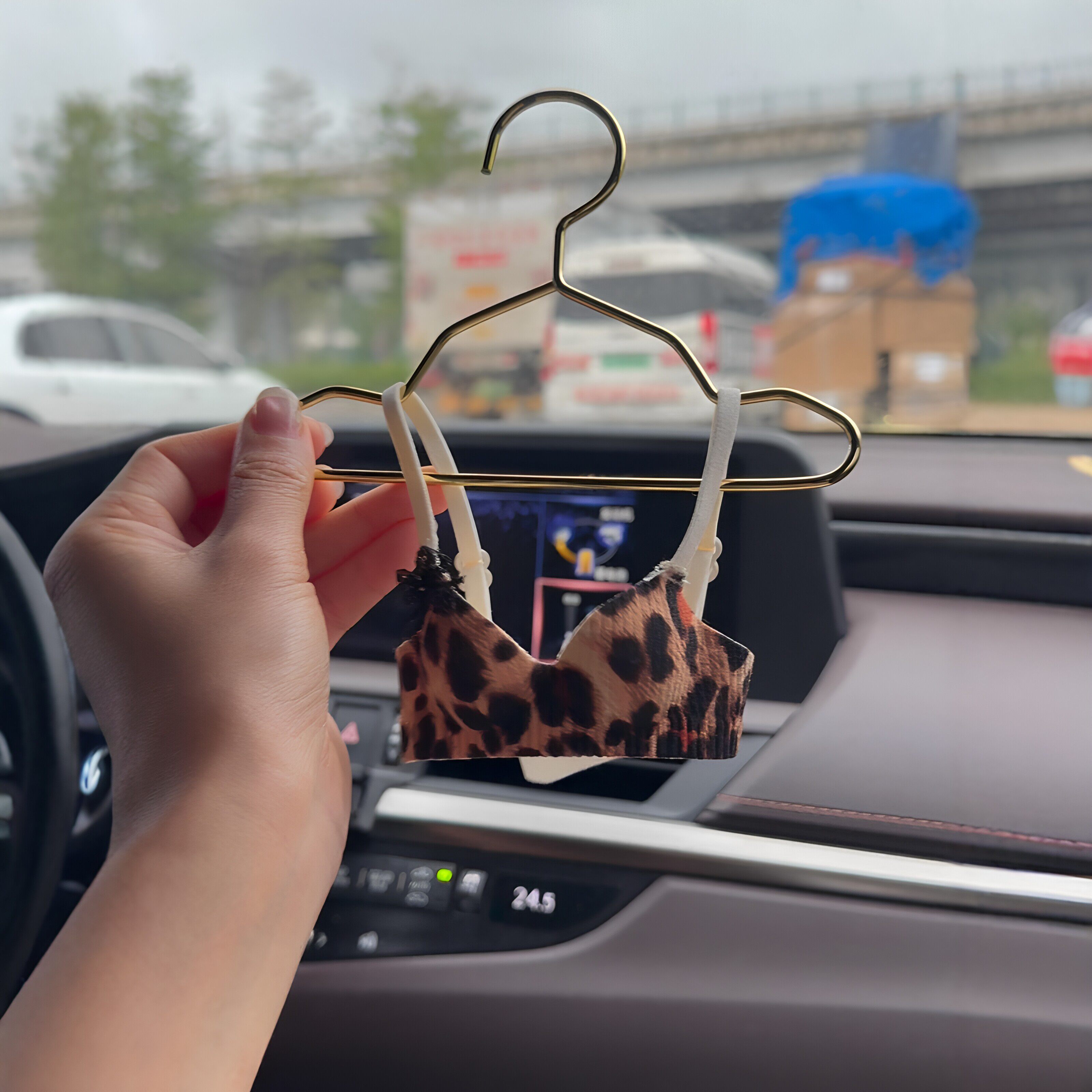 迷你内衣汽车挂件豹纹黑