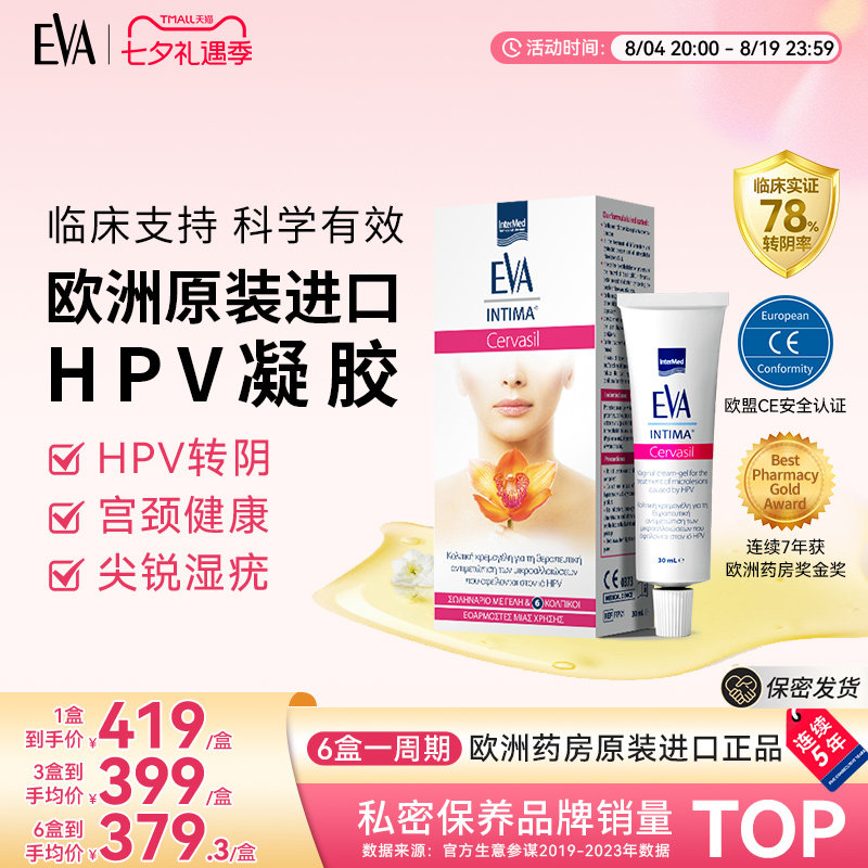 希腊EVA进口HPV凝胶抗病毒非干扰素女性妇科凝胶抑菌正品专用药
