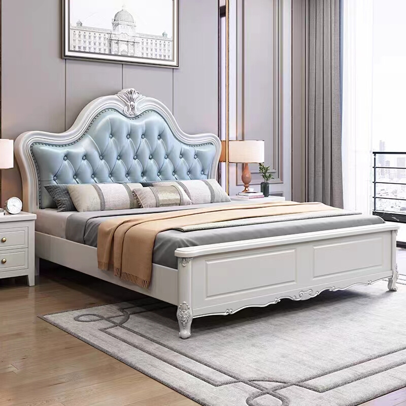 美式实木床主卧1.8米白色欧式软包公主床1.5米床双人婚床约