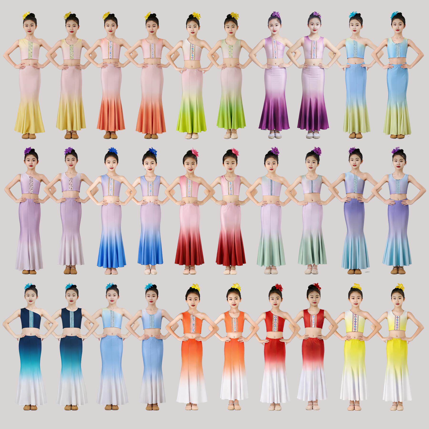 儿童傣族舞蹈服女童演出