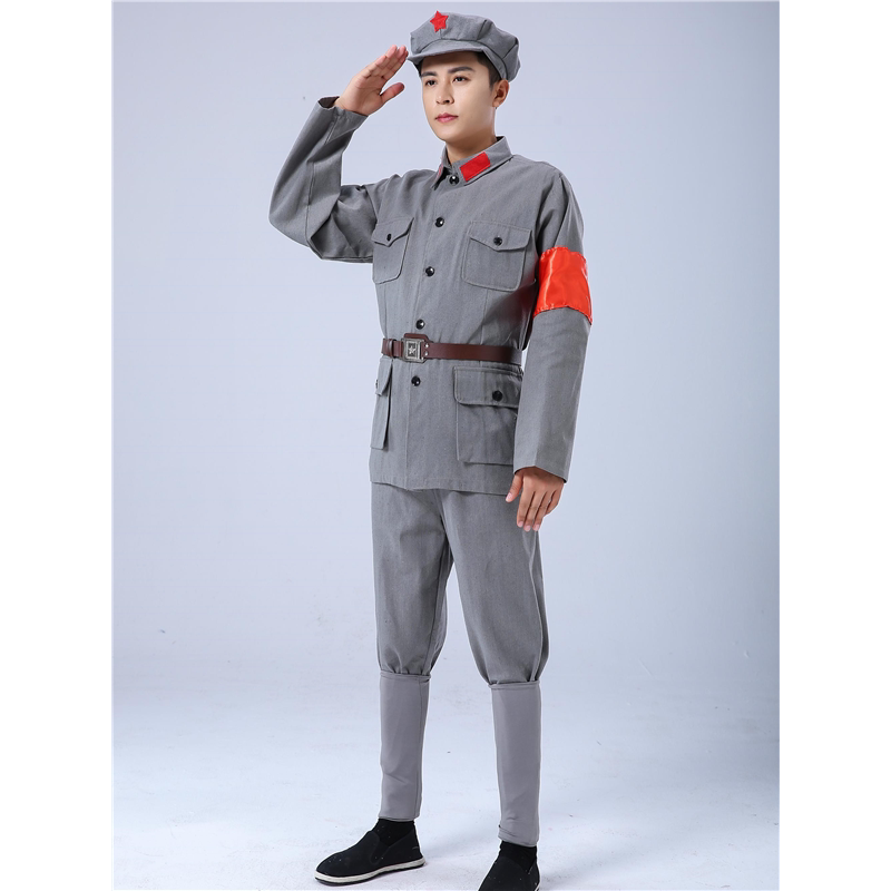 成人红军演出服装棉麻八