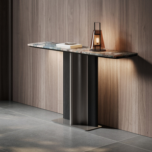 入户正对门聚财玄关柜进门口置物台玄关桌子天然大理石奢石不锈钢