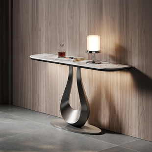 现代简约玄关台岩板台面异形艺术设计感入户装饰桌设计师款高级感