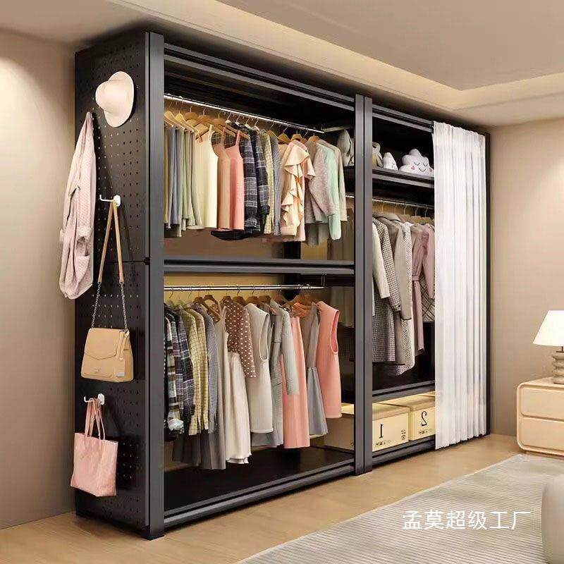 货架衣柜家用卧室出租房衣物收纳简易组装落地角钢衣架