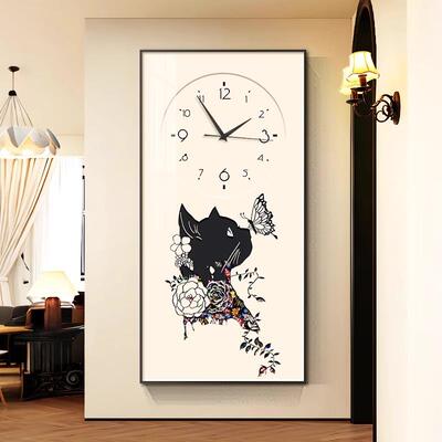 玄关装饰画高级感走廊过道挂画现代简约入户正对门墙画创意带钟表