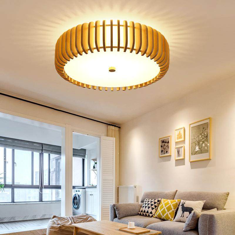 北欧日式木艺吸顶灯新中式卧室吸顶灯温馨浪漫书房餐厅榻榻米灯具