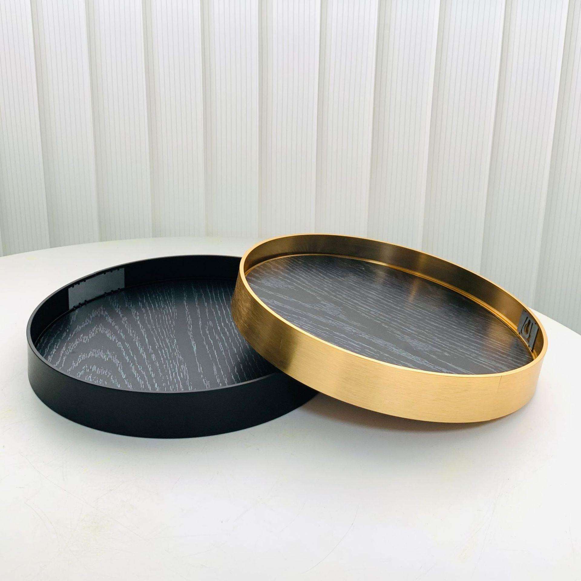 造景圆盘底盘沙盘景观托盘圆桌转盘中间摆件圆形餐桌盆景金属底托