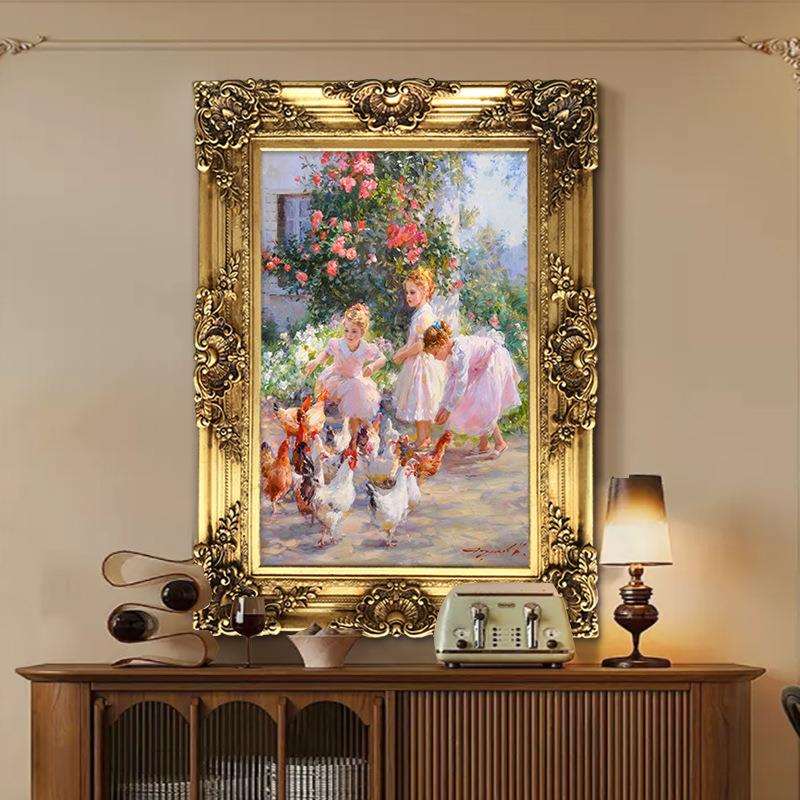 世界名画美式欧式印象人物客厅油画来图儿童房玄关装饰画竖版