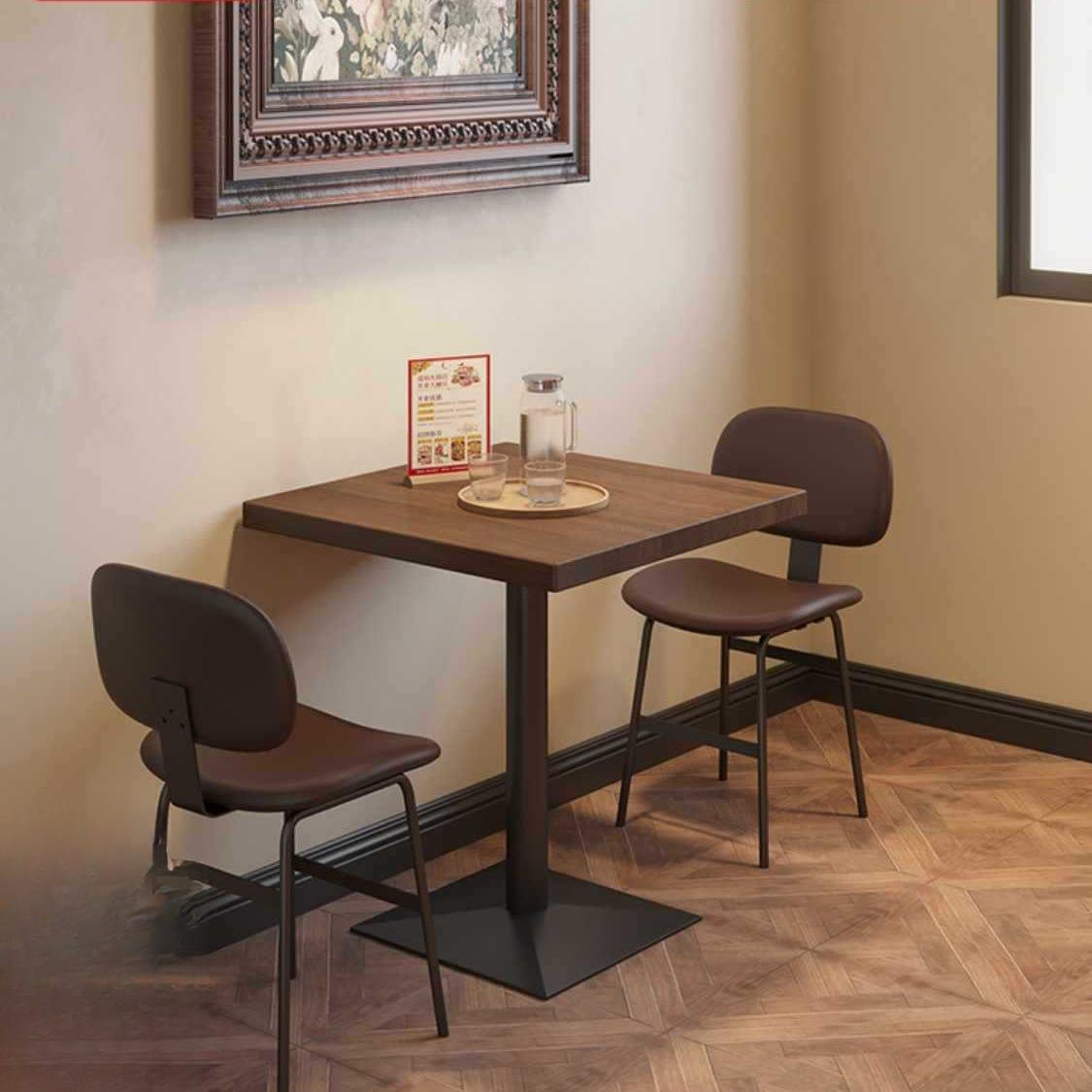 实木清吧餐桌椅组合餐饮汉堡甜品店正方形双人小四方单腿桌子1016