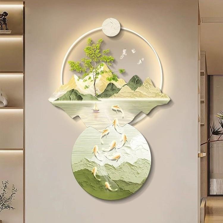 日照金山入户玄关装饰画奶油风山水风景艺术灯画北欧走廊过道挂画