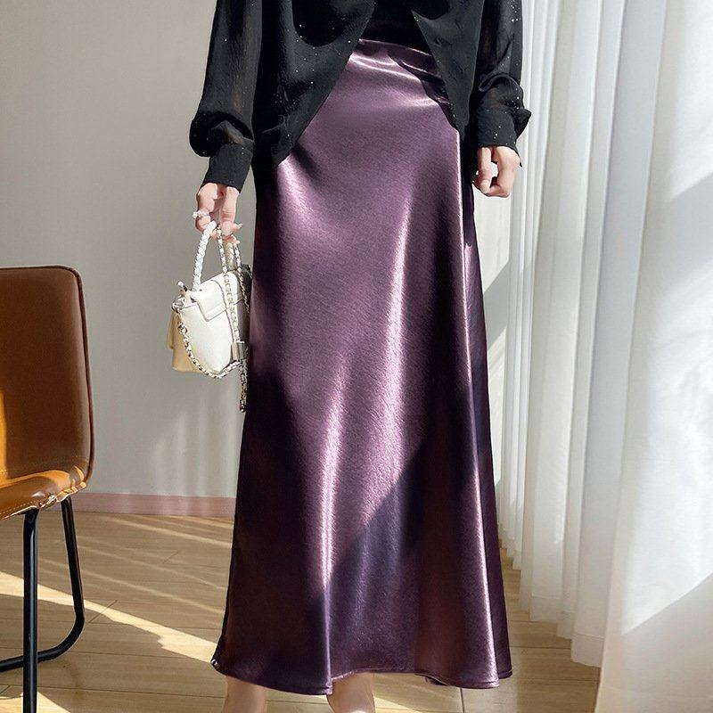 2025新款醋酸缎面半身裙女高级感中长裙新款鱼尾垂感丝滑真丝长裙,女装/女士精品,大码半身裙,淘宝优惠券,粉丝福利购,淘宝优惠卷