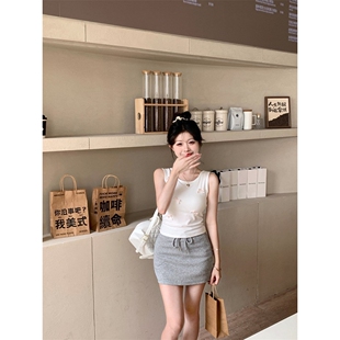 纯欲甜辣妹性感露背收腰显瘦吊带背心女带胸垫瑜伽服百搭健身上衣