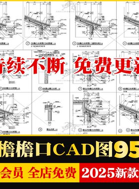中式古建筑廊亭屋檐檐口屋脊CAD大样通用节点剖面CAD施工图