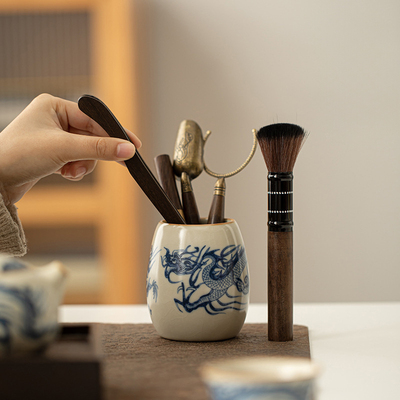 东辰陶享 青花汝窑茶道六君子功夫茶具用品配件泡茶工具茶刀茶夹