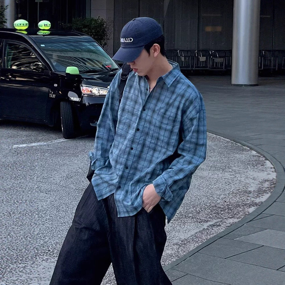 2025春秋新款复古格子男女款休闲上衣宽松韩版风百搭长袖衬衣外套