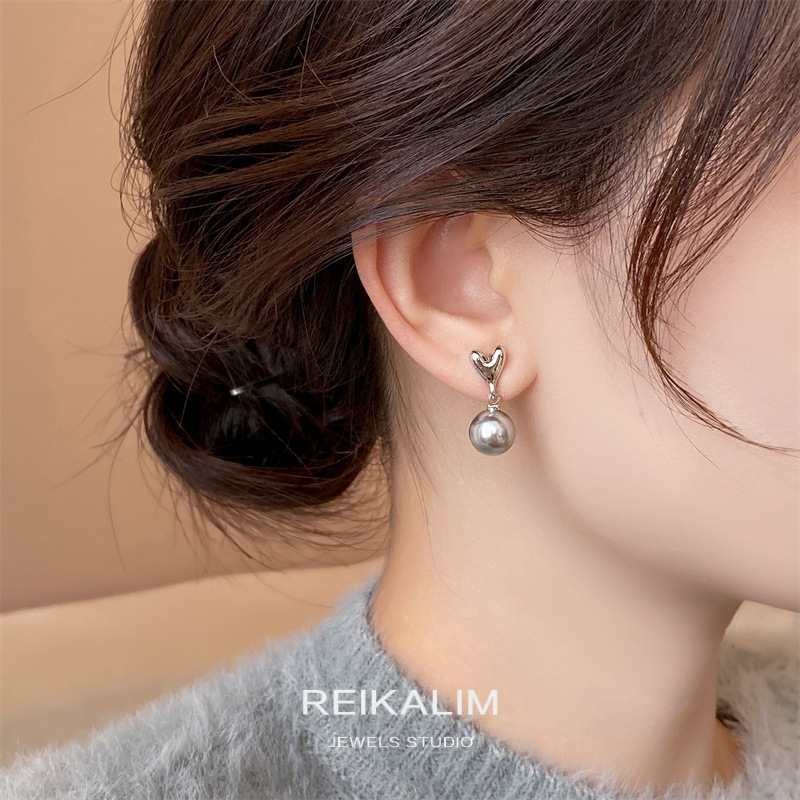 正圆银灰珍珠耳钉蚊香盘无痛耳夹