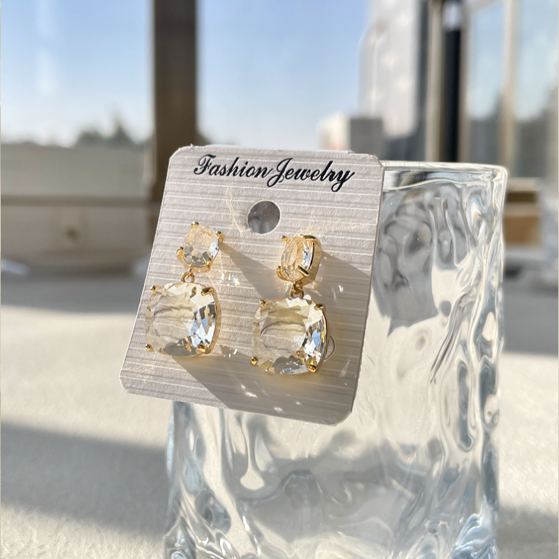 超闪透明水晶精致耳夹高级感