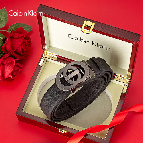 Caibin Klarn高档男士皮带真皮百搭青年腰带男2026新款裤带男时尚