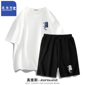 短袖 t恤短裤 男夏季 套装 潮流宽松一套搭配痞帅运动两件套 真维斯Z