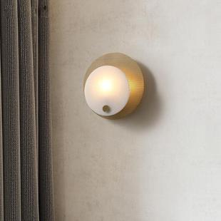 楼梯间玄关极简壁灯客厅卧室全铜LED灯洗手间入户餐厅中山云石灯