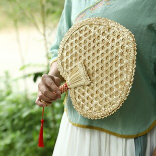 麦秸扇手工编织老式 儿童随身中国风驱蚊扇 大蒲扇芭蕉团扇草编夏季