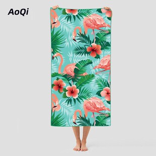 超细纤维双面绒速干沙滩巾海滩游泳印花速干浴巾吸水瑜伽运动毛巾