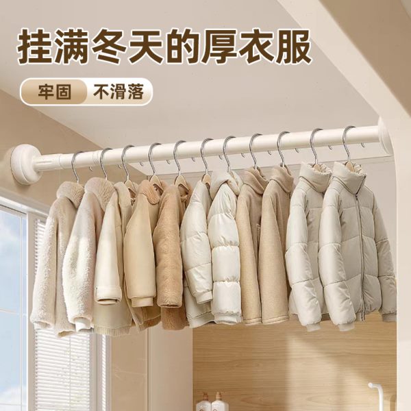 ??免打孔衣橱晾衣杆伸缩杆浴室窗帘杆衣柜撑挂衣杆阳台晾衣架收缩