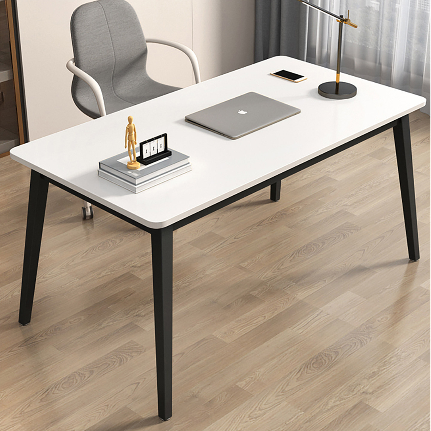 轻奢岩板电脑桌办公桌书桌简约时尚双人台式桌子家用学习桌写字台