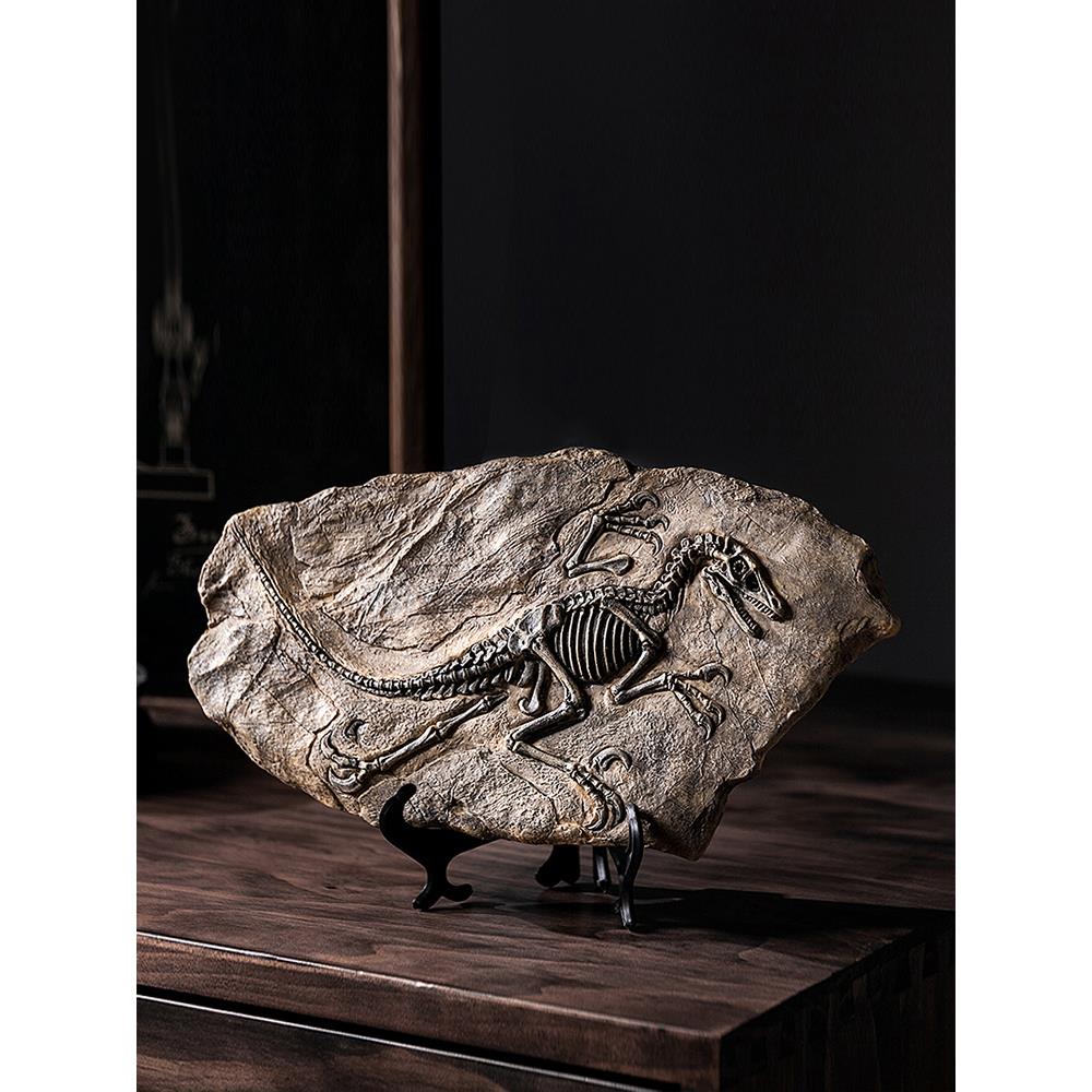 曼塔仿真恐龙化石模型复古工艺品标本摆设霸王龙摆件办公室装饰品