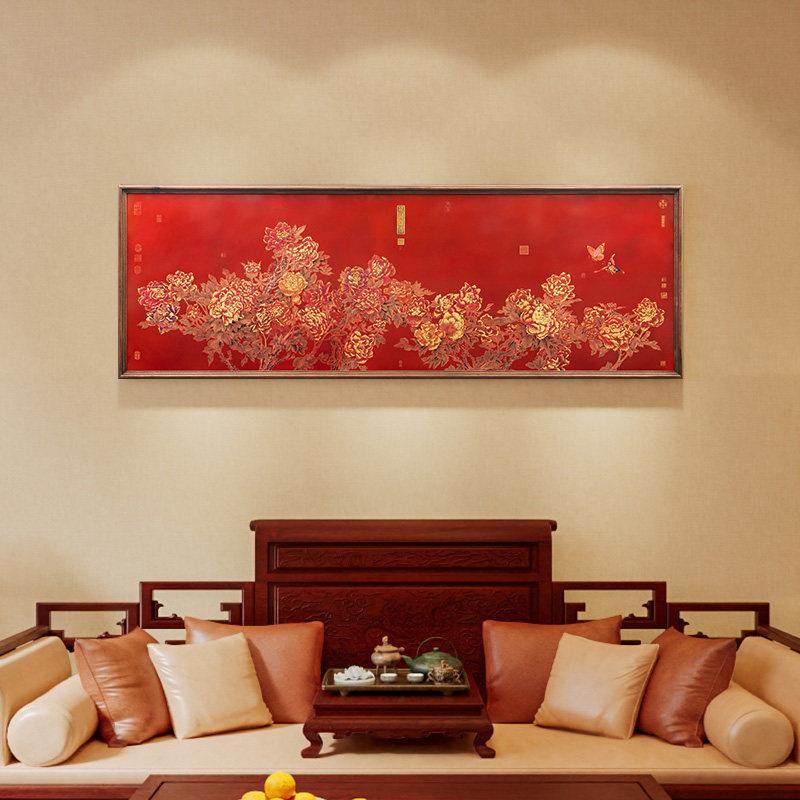 客厅装饰画新中式沙发背景墙办公室轻奢肌理大横版挂画手工铜雕画,家居饰品,现代装饰画,淘宝优惠券,粉丝福利购,淘宝优惠卷