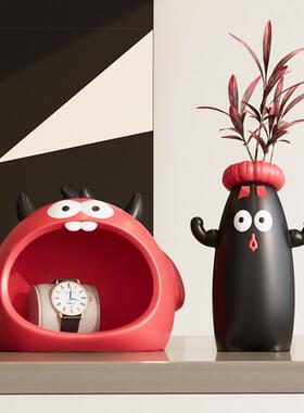 大嘴小怪兽玄关钥匙收纳摆件入户门鞋柜家居桌面装饰品乔迁礼物