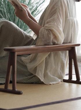 新中式实木凭几角几榻榻米休闲倚靠扶手搭手北美黑胡桃木禅意边几